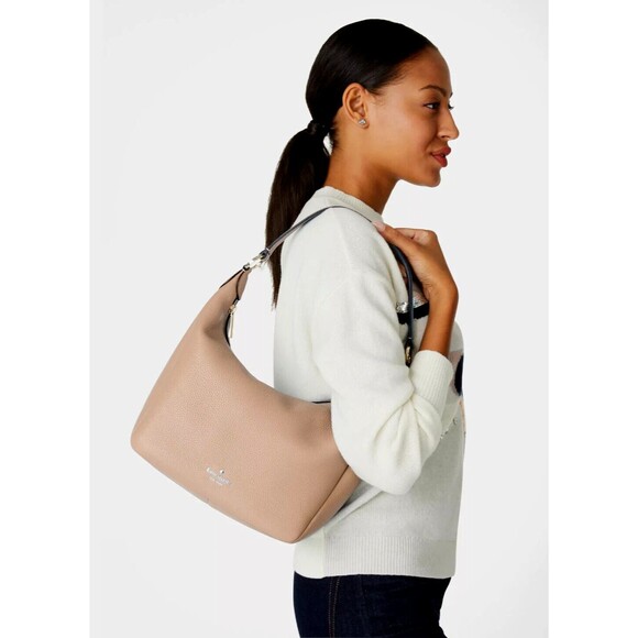 New Kate Spade Leila Hobo Shoulder Bag Pebble Leather Warm Beige - Picture 5 of 5